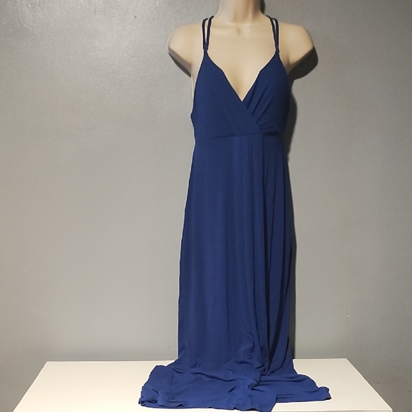 Willi Smith Elegant Blue Women's Faux Wrap Front Maxi Dress - Picture 6 of 17
